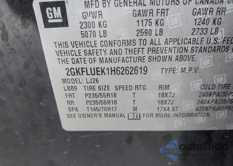2017 GMC Terrain Slt z USA, uszkodzony, nr VIN 2GKFLUEK1H6262619